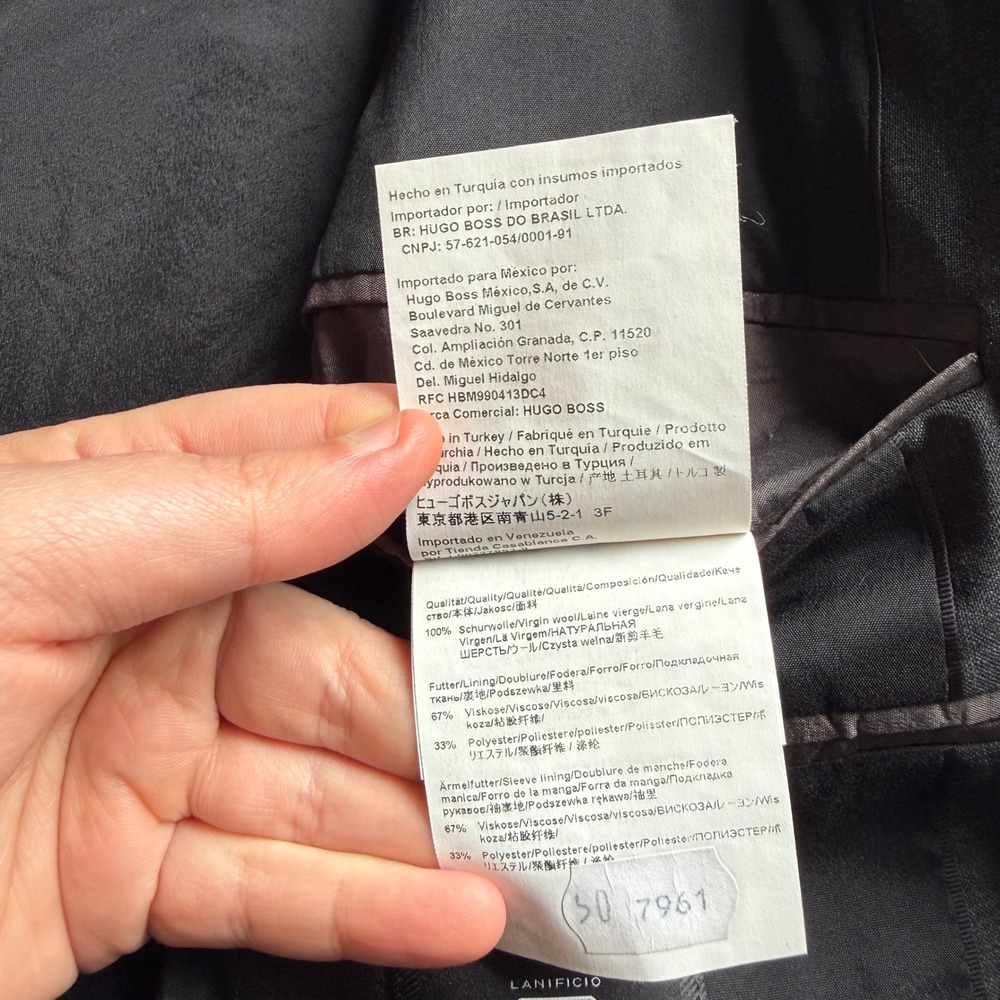 Hugo Boss Mens 40R Charcoal Gray Stretch Tailoring Wool Blazer Sport Coat 40 R - Picture 9 of 15